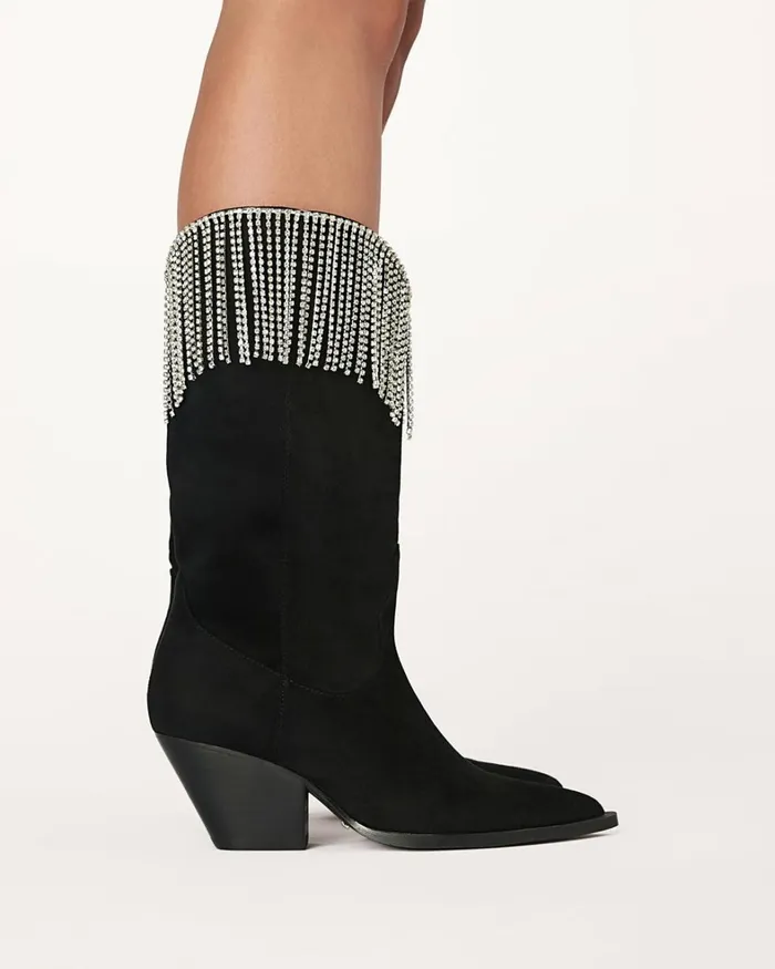 Women Ankle Boots Billini ARIE 8211 BLACK SUEDEDIAMANTE