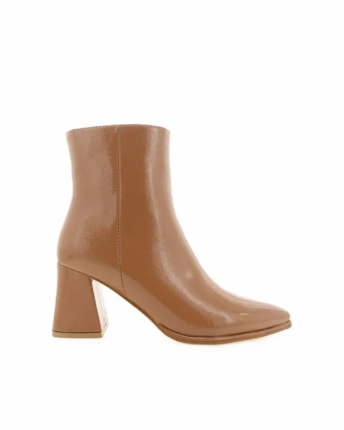 Women Ankle Boots Billini CADEN 8211 TOFFEE CRINKLE PATENT