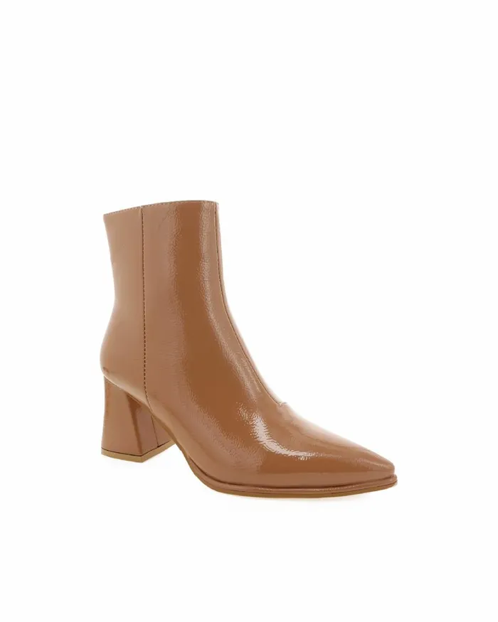 Women Ankle Boots Billini CADEN 8211 TOFFEE CRINKLE PATENT