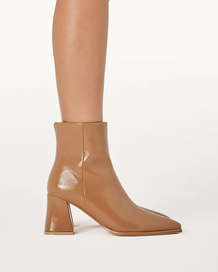 Women Ankle Boots Billini CADEN 8211 TOFFEE CRINKLE PATENT