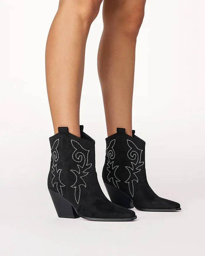 Women Ankle Boots Billini CAIRA 8211 BLACK SUEDE