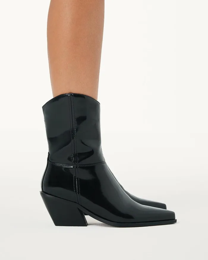 Women Ankle Boots Billini PERRIE 8211 BLACK SEMI PATENT