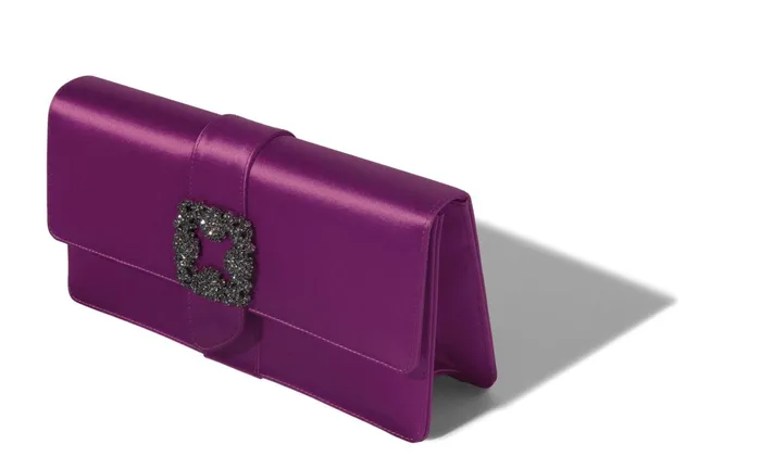 Women Bags Manolo Blahnik CAPRI Dark Fuchsia Satin Jewel Buckle Clutch Women Bags Manolo Blahnik CAPRI Dark Fuchsia Satin Jewel Buckle Clutch