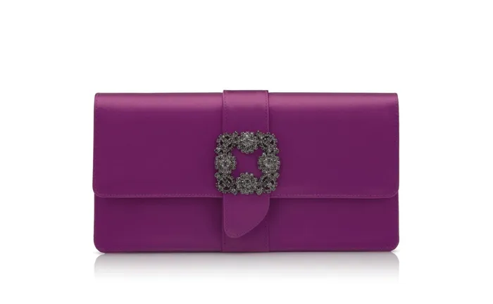 Women Bags Manolo Blahnik CAPRI Dark Fuchsia Satin Jewel Buckle Clutch Women Bags Manolo Blahnik CAPRI Dark Fuchsia Satin Jewel Buckle Clutch