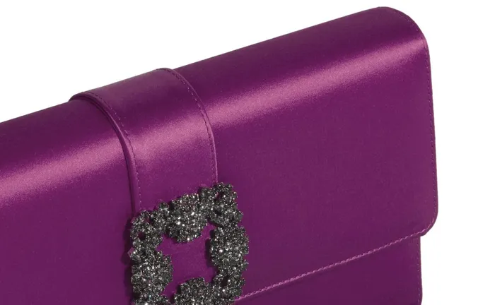 Women Bags Manolo Blahnik CAPRI Dark Fuchsia Satin Jewel Buckle Clutch Women Bags Manolo Blahnik CAPRI Dark Fuchsia Satin Jewel Buckle Clutch
