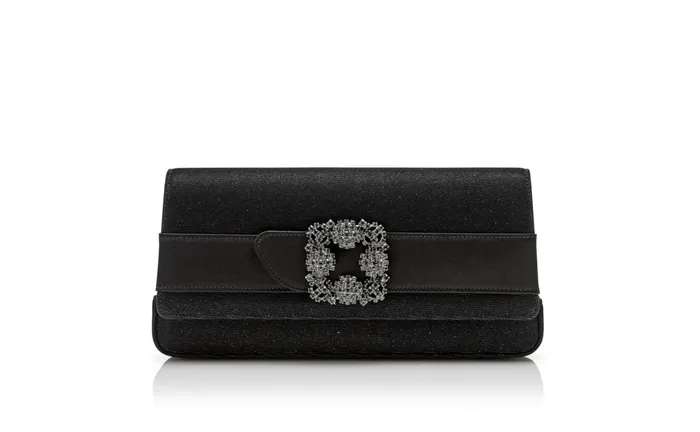 Women Bags Manolo Blahnik GOTHISI GLITTER Black Glitter Fabric Jewel Buckle Clutch Women Bags Manolo Blahnik GOTHISI GLITTER Black Glitter Fabric Jewel Buckle Clutch
