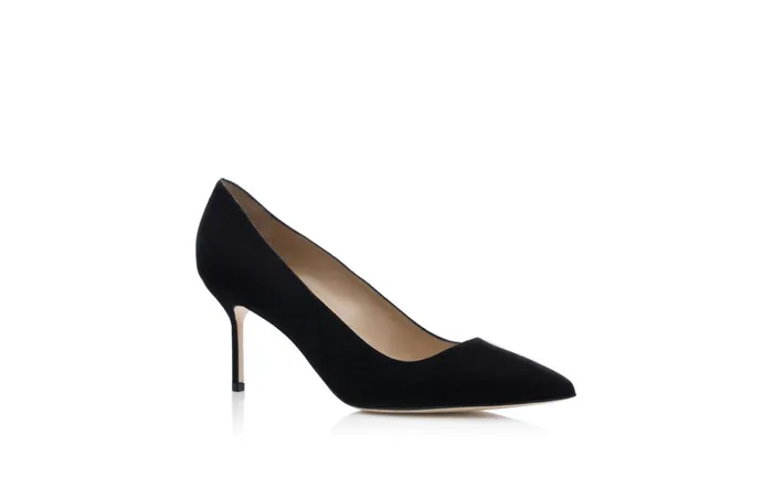 Women BB Manolo Blahnik BB 70 Black Suede Pointed Toe Pumps
