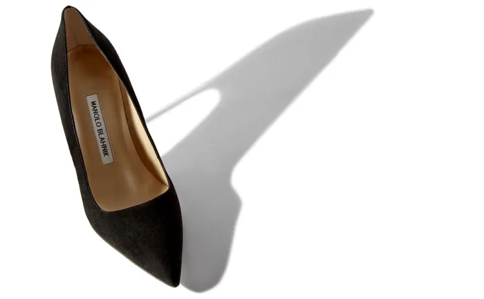 Women BB Manolo Blahnik BB 70 Black Suede Pointed Toe Pumps Women BB Manolo Blahnik BB 70 Black Suede Pointed Toe Pumps