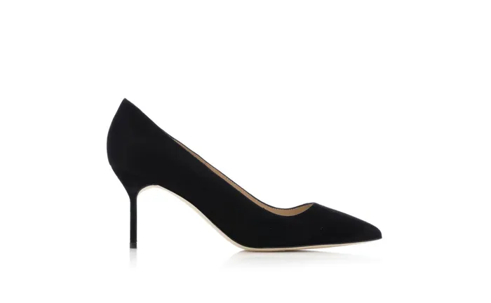 Women BB Manolo Blahnik BB 70 Black Suede Pointed Toe Pumps Women BB Manolo Blahnik BB 70 Black Suede Pointed Toe Pumps