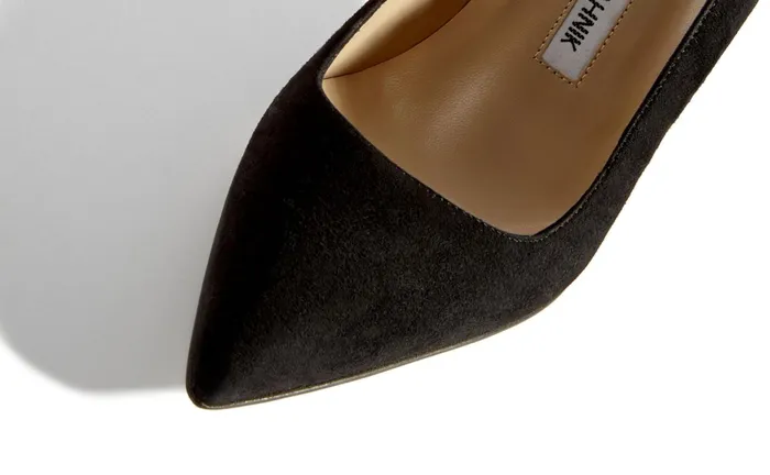 Women BB Manolo Blahnik BB 70 Black Suede Pointed Toe Pumps Women BB Manolo Blahnik BB 70 Black Suede Pointed Toe Pumps