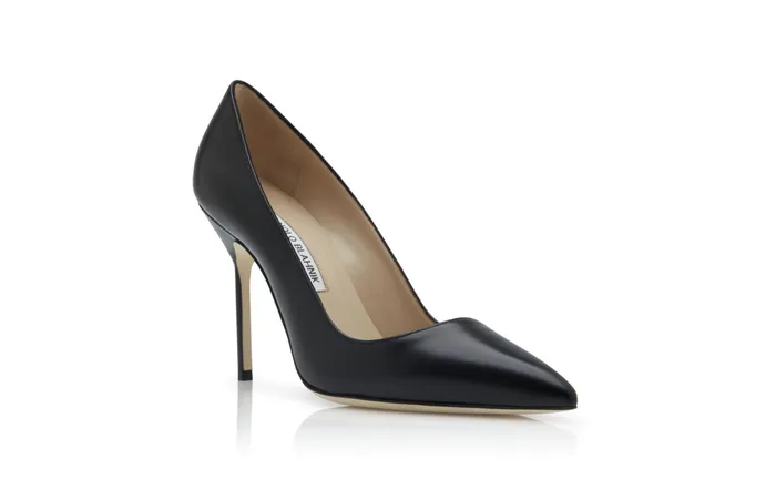 Women BB Manolo Blahnik BB CALF Black Calf Leather Pointed Toe Pumps