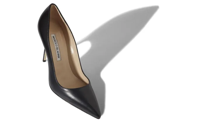 Women BB Manolo Blahnik BB CALF Black Calf Leather Pointed Toe Pumps