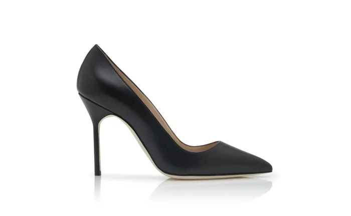 Women BB Manolo Blahnik BB CALF Black Calf Leather Pointed Toe Pumps