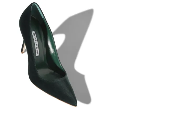 Women BB Manolo Blahnik BB VELVET Dark Green Velvet Pointed Toe Pumps Women BB Manolo Blahnik BB VELVET Dark Green Velvet Pointed Toe Pumps