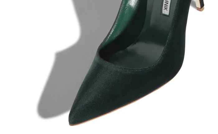 Women BB Manolo Blahnik BB VELVET Dark Green Velvet Pointed Toe Pumps Women BB Manolo Blahnik BB VELVET Dark Green Velvet Pointed Toe Pumps