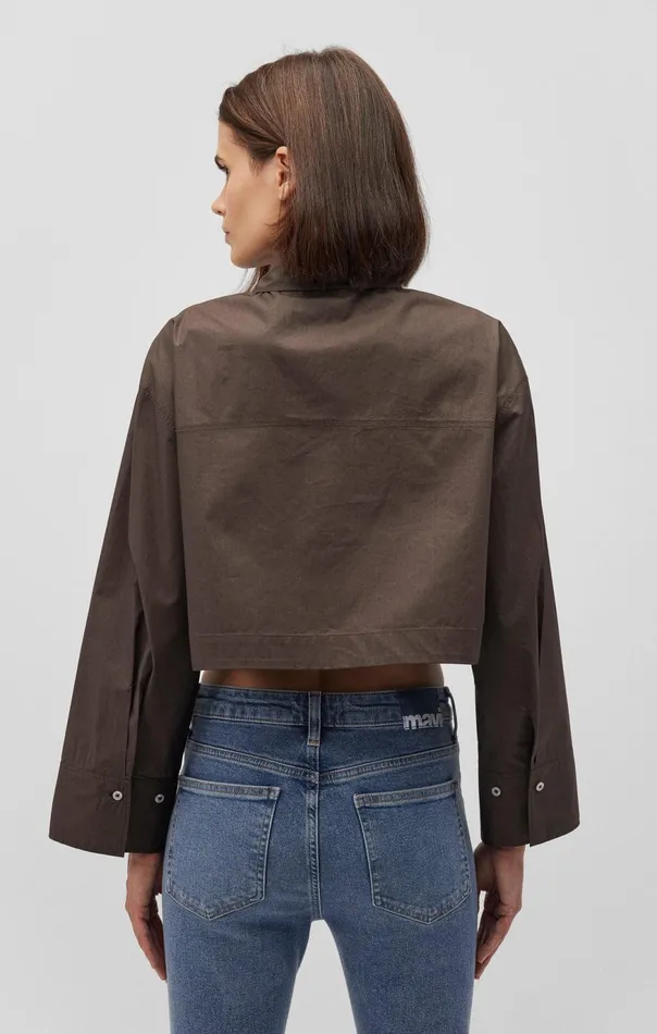 Women Bell Sleeve Cropped Shirt In Forest Night Mavi Jeans Shirts Women Bell Sleeve Cropped Shirt In Forest Night Mavi Jeans Shirts