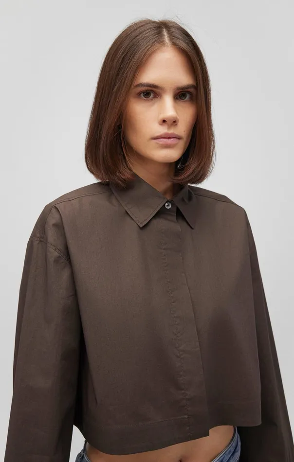 Women Bell Sleeve Cropped Shirt In Forest Night Mavi Jeans Shirts Women Bell Sleeve Cropped Shirt In Forest Night Mavi Jeans Shirts