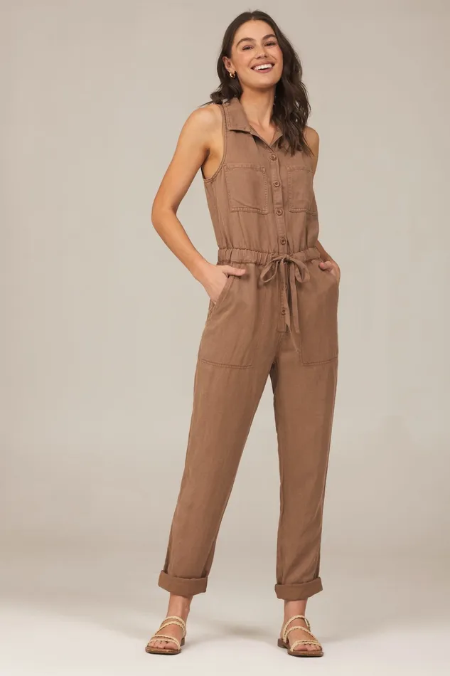 Women Bella Dahl Jumpsuits and Rompers Sierra Linen Pocket Jumpsuit 8211 Mocha Chocolate MOCHA CHOCOLATE Women Bella Dahl Jumpsuits and Rompers Sierra Linen Pocket Jumpsuit 8211 Mocha Chocolate MOCHA CHOCOLATE