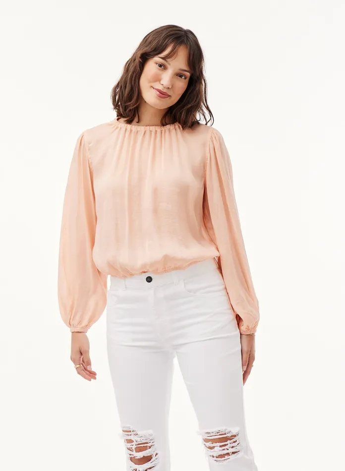Women Bella Dahl Long Sleeve Elastic Shirred Top 8211 Peach Clouds PEACH CLOUDS Women Bella Dahl Long Sleeve Elastic Shirred Top 8211 Peach Clouds PEACH CLOUDS