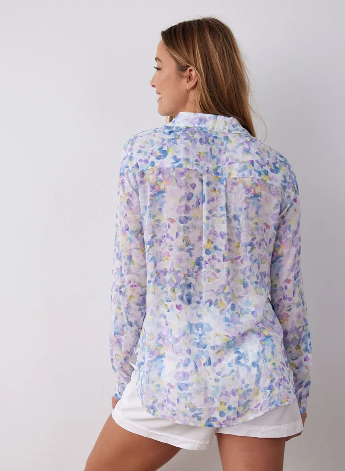 Women Bella Dahl Long Sleeve Full Button Down Hipster Shirt 8211 Orchid Floral Print ORCHID FLORAL PRINT