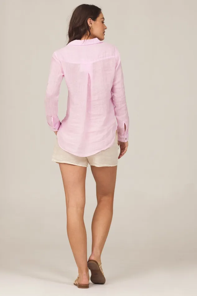 Women Bella Dahl Long Sleeve Linen Pocket Button Down 8211 Pale Orchid PALE ORCHID
