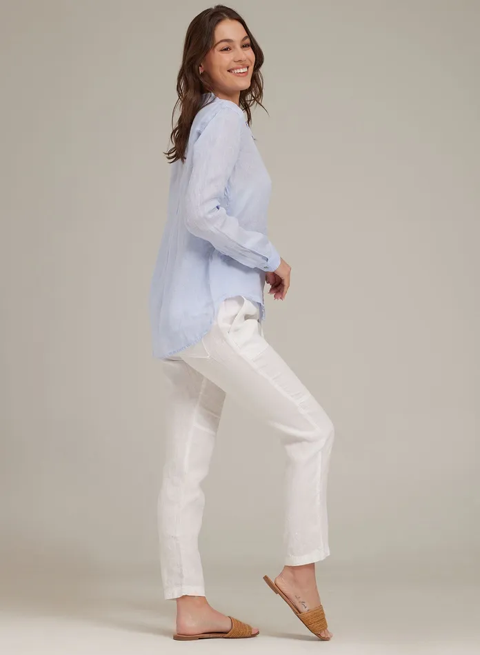 Women Bella Dahl Long Sleeve Linen Pocket Button Down 8211 Perennial Blue PERENNIAL BLUE