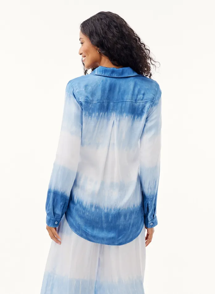 Women Bella Dahl Long Sleeve Long Sleeve Classic Button Down 8211 Mykonos Stripe Dye MYKONOS STRIPE DYE