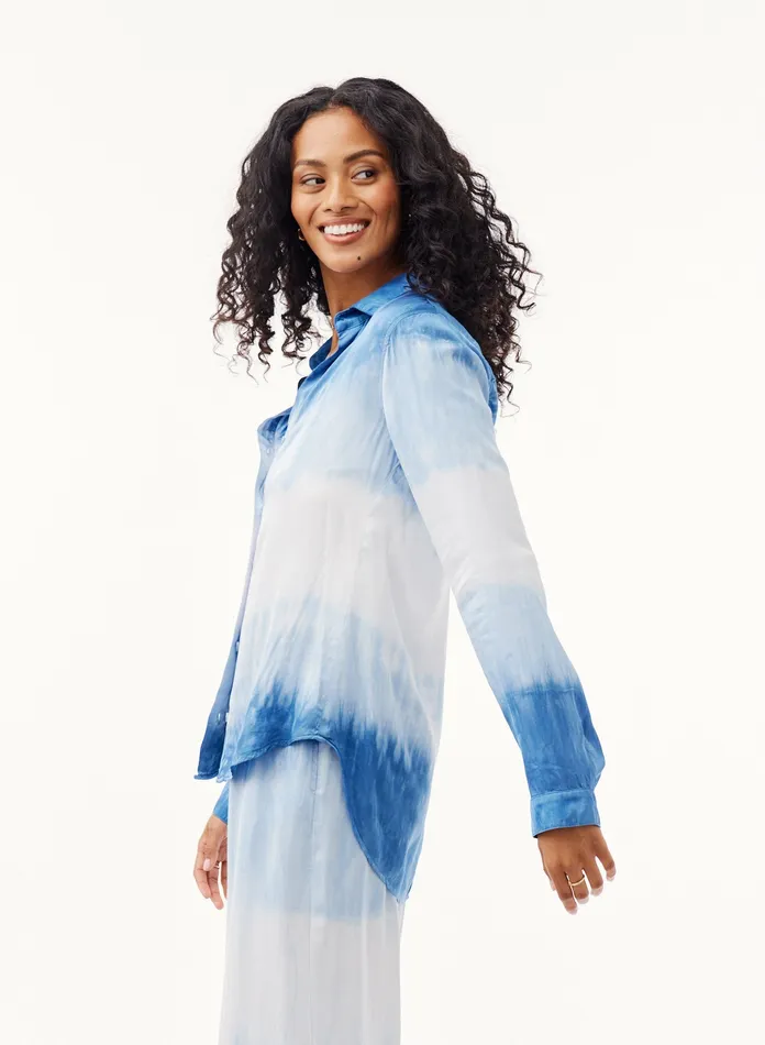 Women Bella Dahl Long Sleeve Long Sleeve Classic Button Down 8211 Mykonos Stripe Dye MYKONOS STRIPE DYE