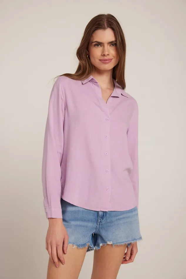 Women Bella Dahl Long Sleeve Long Sleeve Classic Button Down 8211 Orchid Blush ORCHID BLUSH