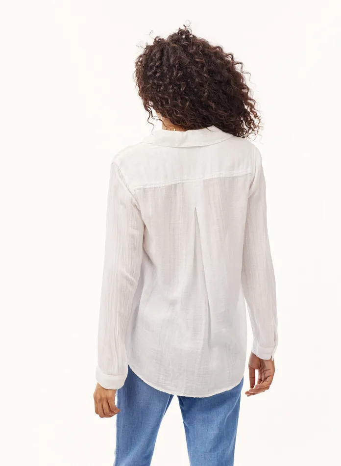 Women Bella Dahl Long Sleeve Long Sleeve Classic Button Down 8211 White WHITE