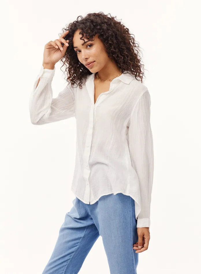 Women Bella Dahl Long Sleeve Long Sleeve Classic Button Down 8211 White WHITE