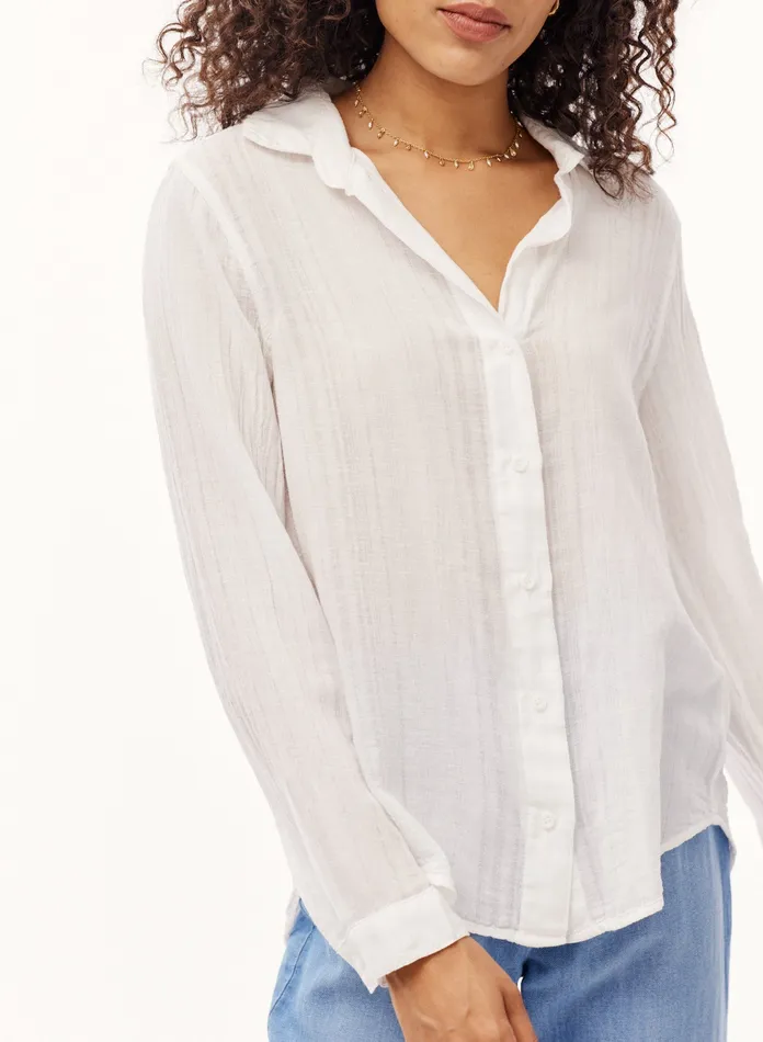 Women Bella Dahl Long Sleeve Long Sleeve Classic Button Down 8211 White WHITE