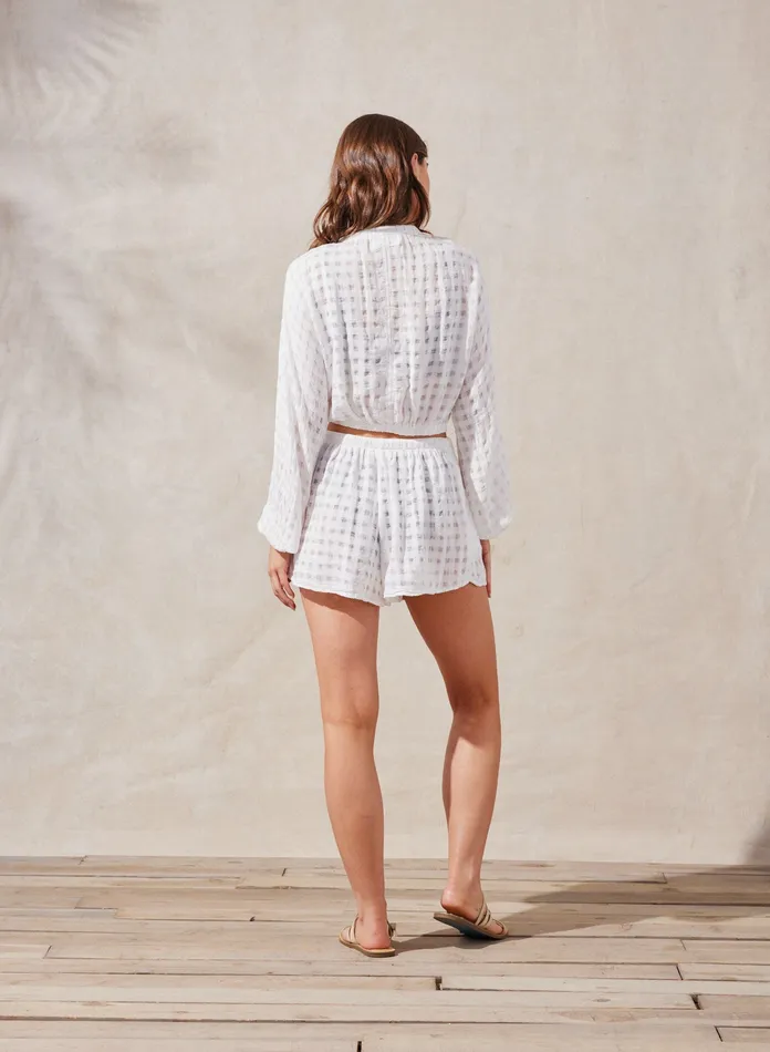 Women Bella Dahl Long Sleeve Long Sleeve Tie Front Top 8211 White WHITE