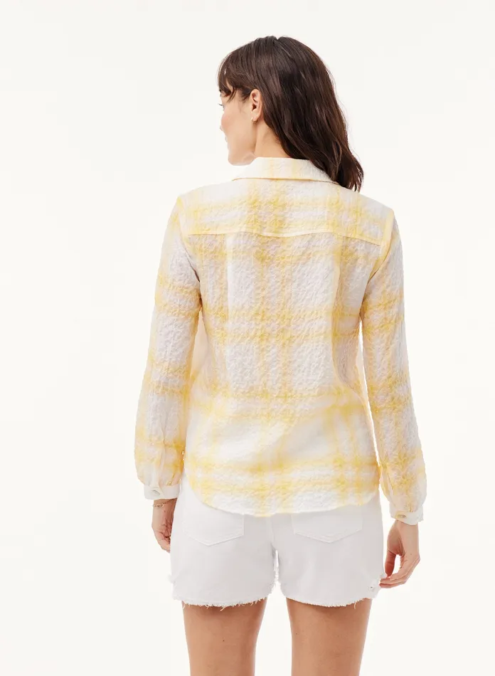 Women Bella Dahl Long Sleeve Pucker Plaid Button Down 8211 Sunbeam Plaid SUNBEAM PLAID