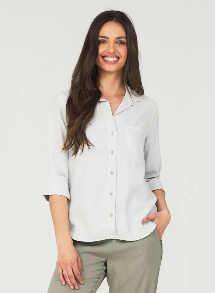 Women Bella Dahl Long Sleeve Shirt Tail Button Down 8211 Foggy Sky FOGGY SKY