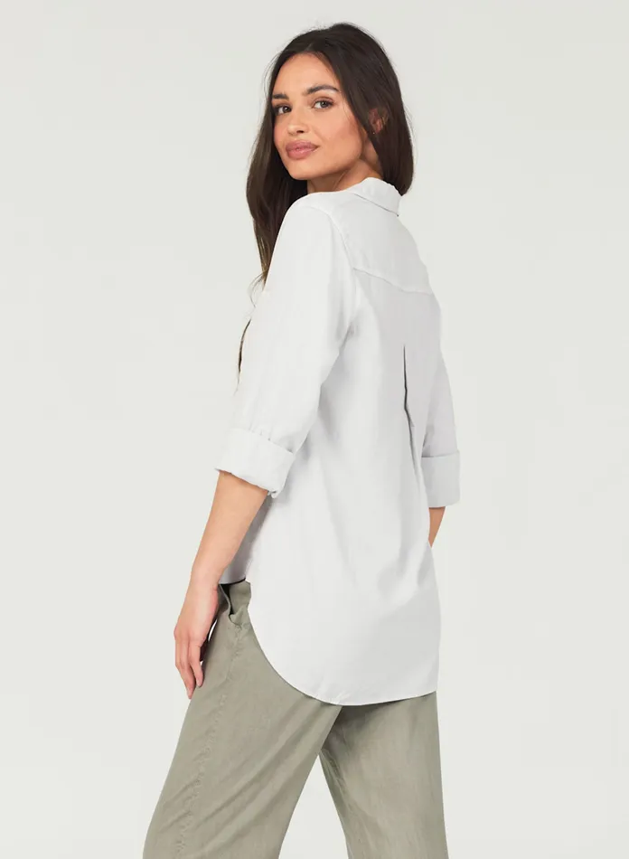 Women Bella Dahl Long Sleeve Shirt Tail Button Down 8211 Foggy Sky FOGGY SKY