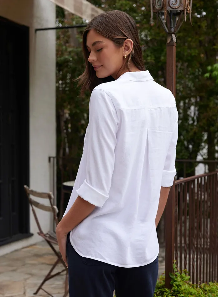Women Bella Dahl Long Sleeve Shirt Tail Button Down 8211 White WHITE