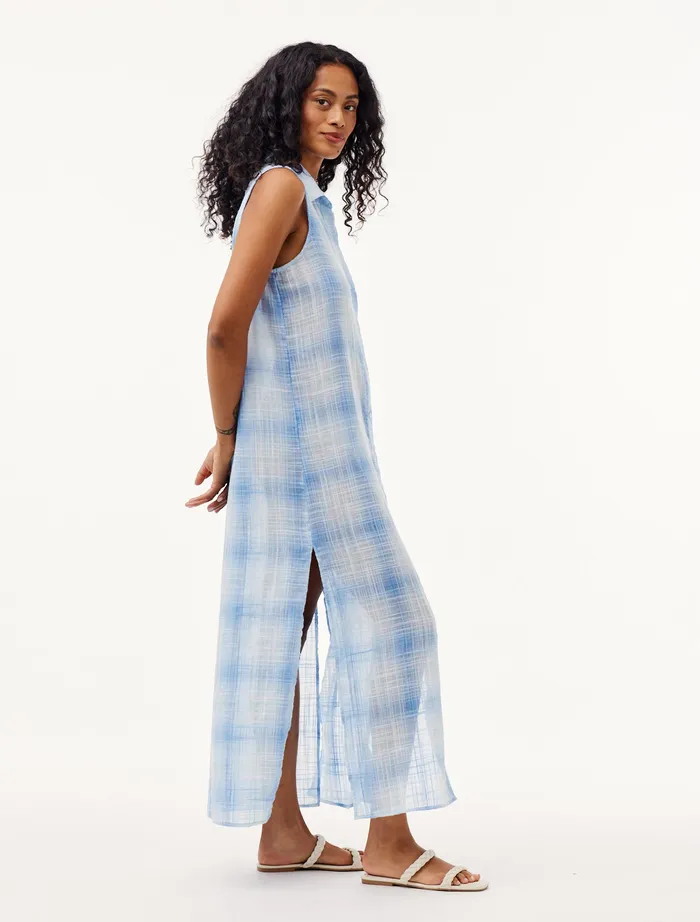 Women Bella Dahl Maxi Dresses Sleeveless Duster Dress 8211 Heather Blue Plaid HEATHER BLUE PLAID Women Bella Dahl Maxi Dresses Sleeveless Duster Dress 8211 Heather Blue Plaid HEATHER BLUE PLAID