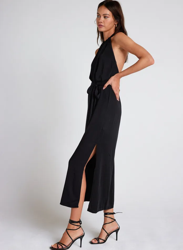 Women Bella Dahl Maxi Dresses Smocked Waist Halter Midi Dress 8211 Black BLACK Women Bella Dahl Maxi Dresses Smocked Waist Halter Midi Dress 8211 Black BLACK
