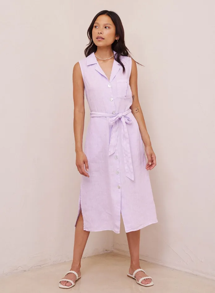 Women Bella Dahl Midi Dresses Belted Utility Linen Dress 8211 Pale Purple PALE PURPLE Women Bella Dahl Midi Dresses Belted Utility Linen Dress 8211 Pale Purple PALE PURPLE