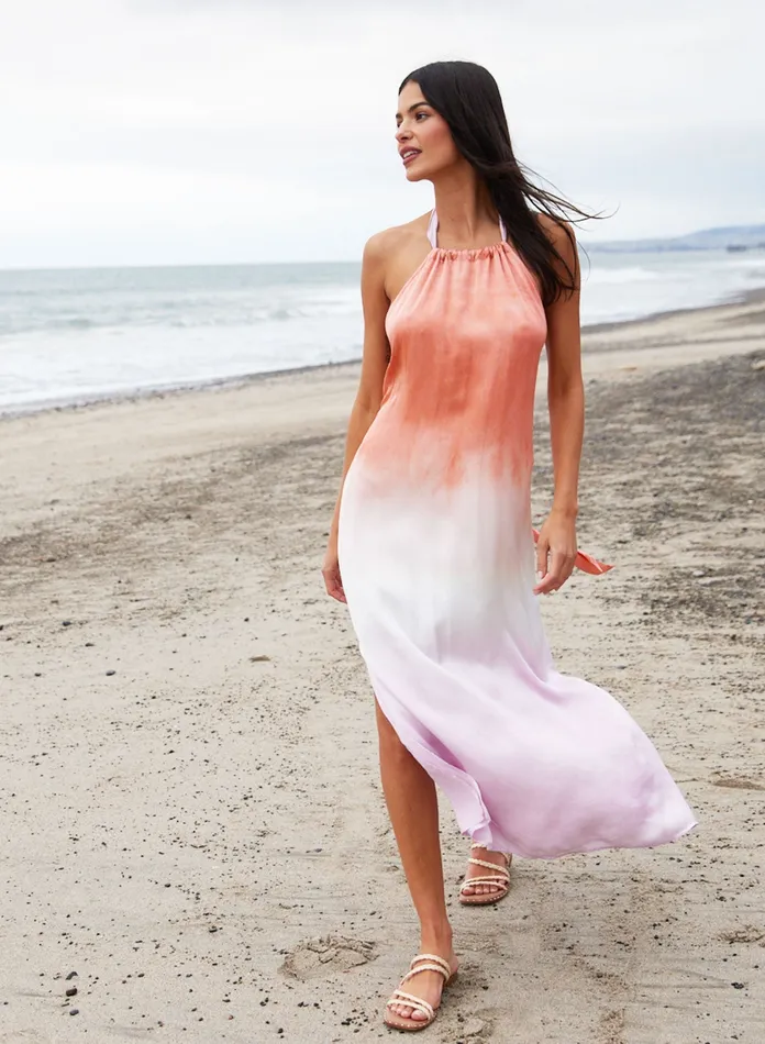 Women Bella Dahl Midi Dresses Satin Open Back Halter Dress 8211 Orchid Sunset Dye ORCHID SUNSET DYE Women Bella Dahl Midi Dresses Satin Open Back Halter Dress 8211 Orchid Sunset Dye ORCHID SUNSET DYE