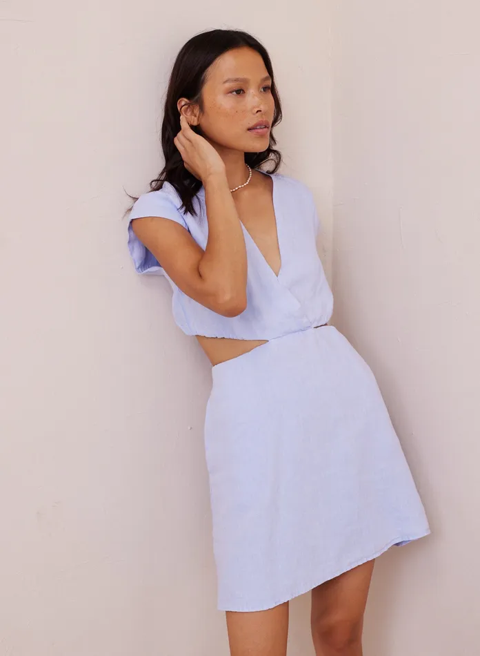 Women Bella Dahl Mini Dresses Cap Sleeve Cut Out Mini Dress Perennial Blue PERENNIAL BLUE Women Bella Dahl Mini Dresses Cap Sleeve Cut Out Mini Dress Perennial Blue PERENNIAL BLUE