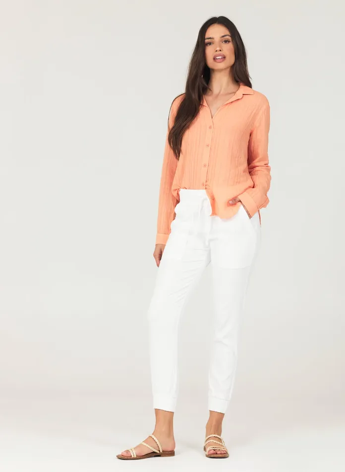 Women Bella Dahl Pants Pocket Jogger 8211 White WHITE