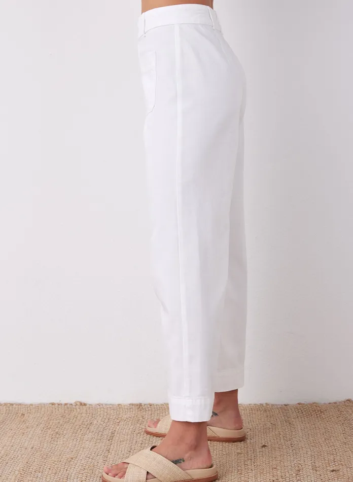Women Bella Dahl Pants Sadie Two Pocket Wide Leg Crop 8211 White WHITE