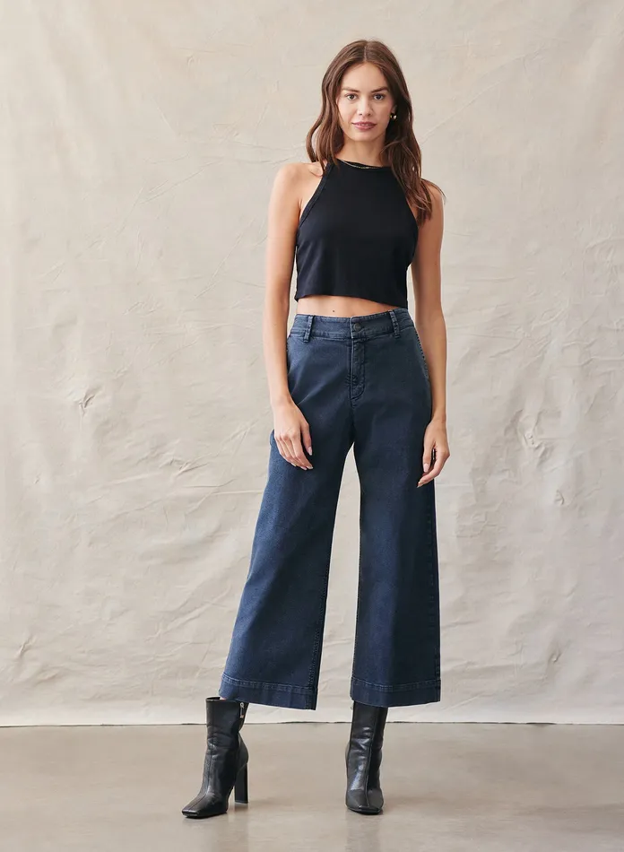Women Bella Dahl Pants Saige Wide Leg Crop 8211 Vintage Ink VINTAGE INK