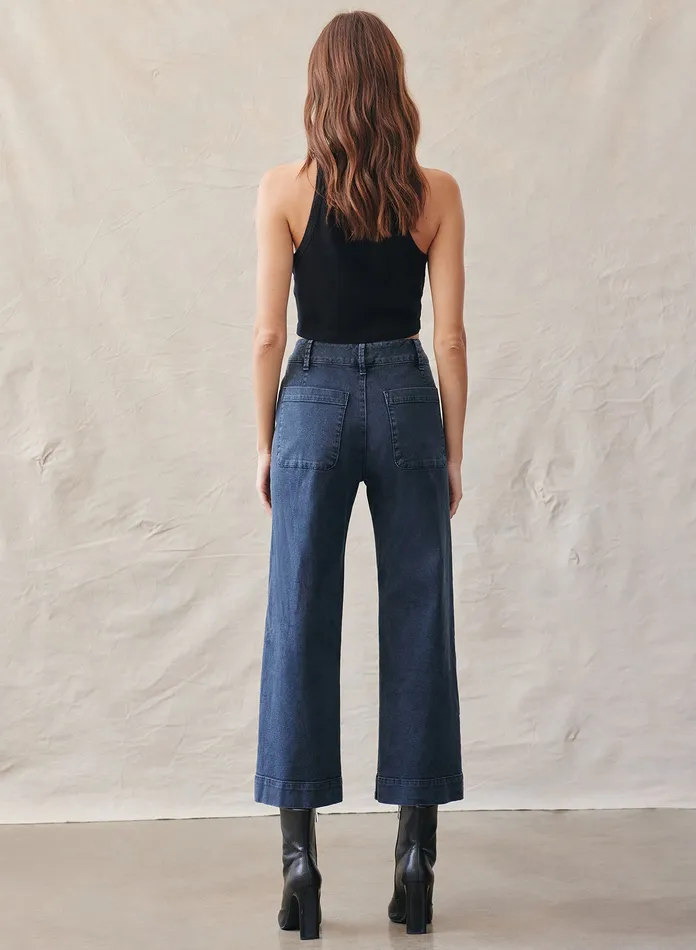 Women Bella Dahl Pants Saige Wide Leg Crop 8211 Vintage Ink VINTAGE INK