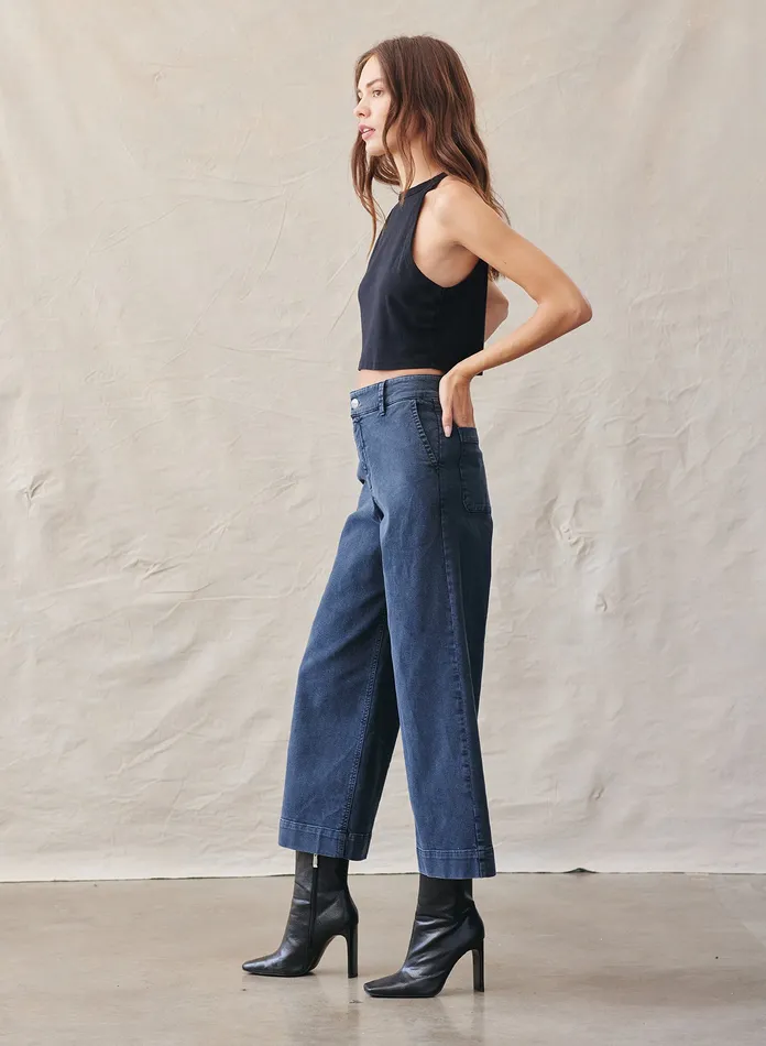 Women Bella Dahl Pants Saige Wide Leg Crop 8211 Vintage Ink VINTAGE INK