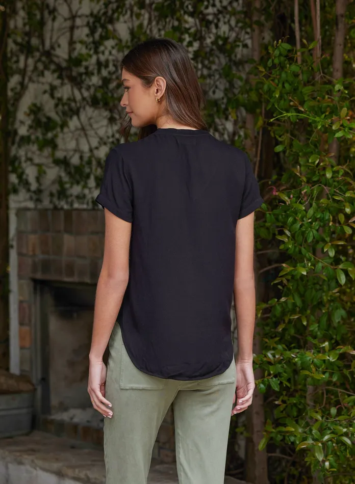 Women Bella Dahl Short Sleeve VNeck Tee 8211 Vintage Black VINTAGE BLACK