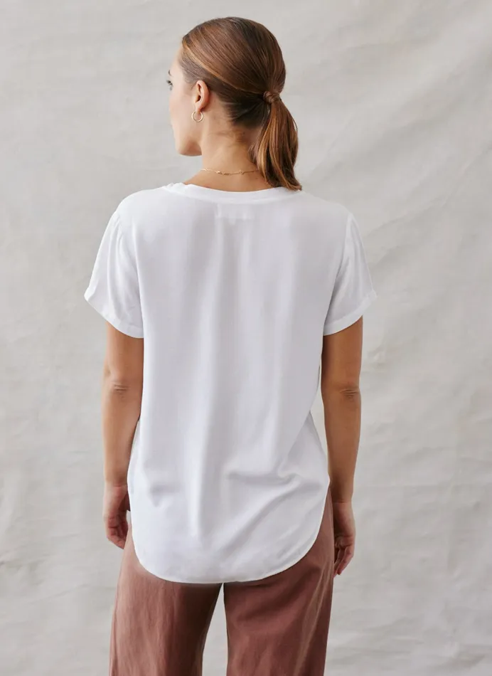 Women Bella Dahl Short Sleeve VNeck Tee 8211 White WHITE