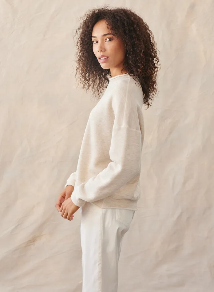 Women Bella Dahl Sweaters and Jackets Crew Neck Pullover 8211 Heather Oat HEATHER OAT